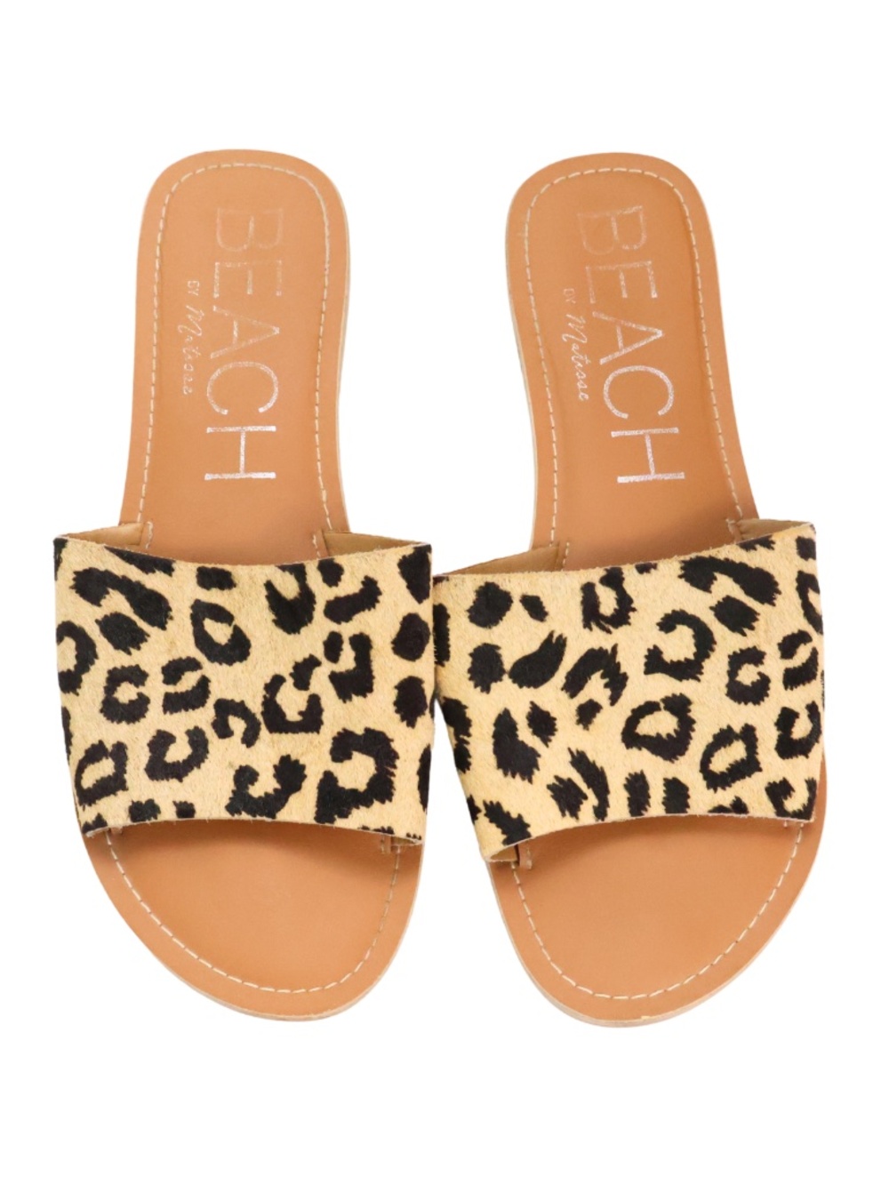Beach by Matisse Leopard Calf Hair Slide Sandals Animal Print Size 9